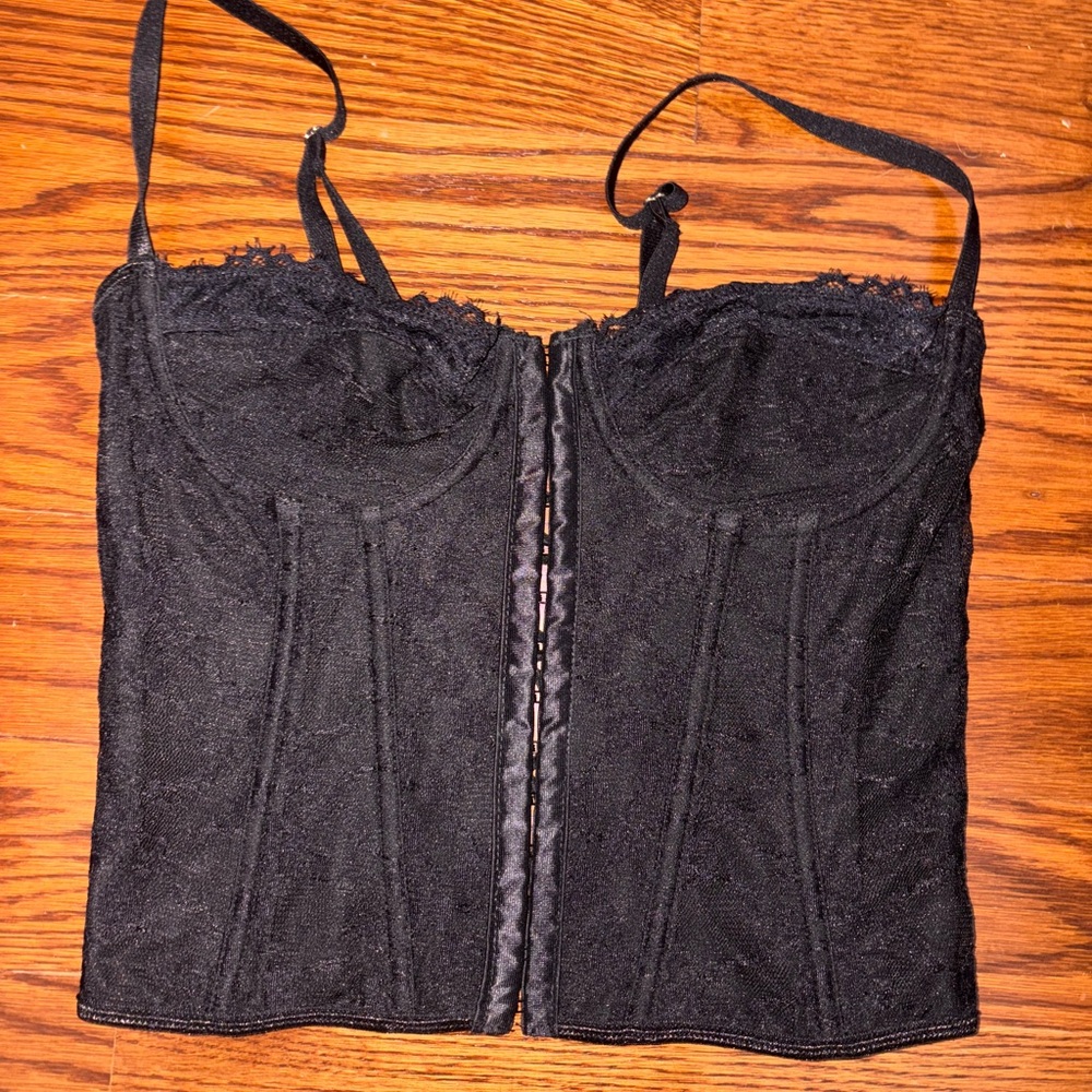 SHEIN Black Lace Detail Bustier Top